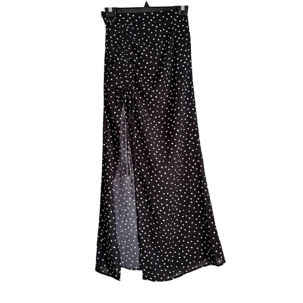 2/$15 🛍️ SHEIN Frenchy Polka Dot Drawstring Ruched Split Thigh Maxi Skirt